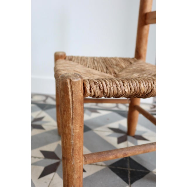 Antique Children's Chair in Wood with Straw Seat, 1970s For Sale - Image 6 of 10