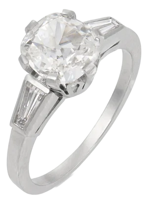 Mid Century Gia 1.15 Carat Old Mine Cut Diamond Platinum Engagement Ring, Size 4.5