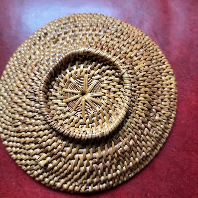 Rustic 1970s Woven Grass Pedestal Bowl For Sale - Image 3 of 4