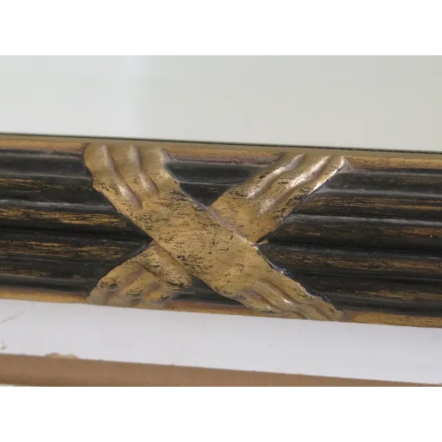 Regency Style Black & Gold Beveled Glass Mirror For Sale - Image 4 of 6