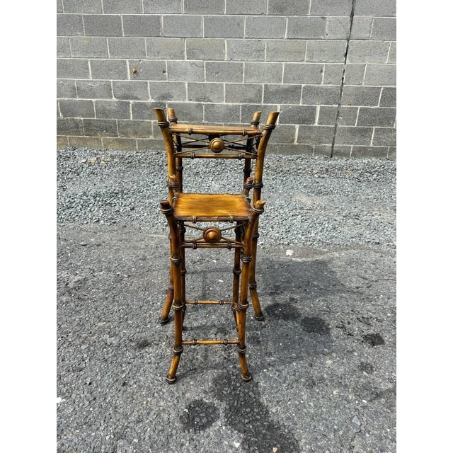 Brown Pair of Vintage Victorian Style Faux Bamboo Metal Nesting Plan Stands For Sale - Image 8 of 16