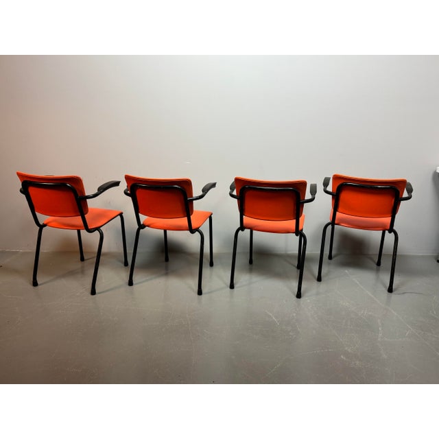 Mid-Century Orange Dining Chairs from Ahrend de Cirkel, Netherlands, 1960s, Set of 4 For Sale - Image 4 of 5