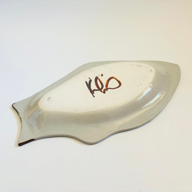 Vintage Large Ceramic Fish Platter, Hand Painted, Late 20th Century, Signed For Sale - Image 13 of 14
