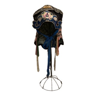 Late 19th Century Chinese Scholar's Silk Hat. Black Silk With Long Tail. For Sale