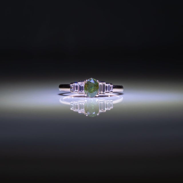 Metal Natural Alexandrite Ring With Earth-Mined Diamond Accents: Solid 14k Gold, 6x4mm, Size 6.75 For Sale - Image 7 of 12