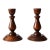 Vintage Turned Wood Candlestick Holders Pair For Sale