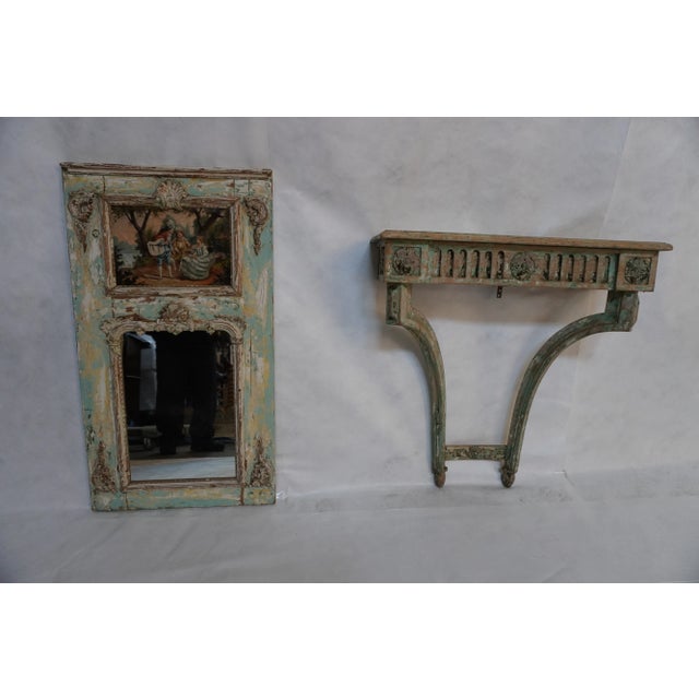 French Louis XVI Style Painted Console & Mirror From Mla For Sale - Image 11 of 14