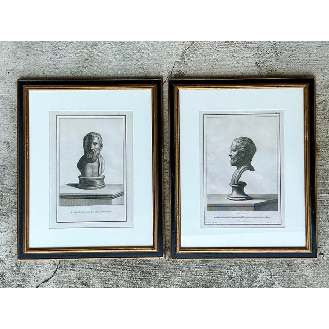 Vintage 18th Century Italian Etchings of Roman Busts - Set of 2 For Sale - Image 12 of 12