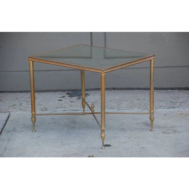 Elegant Gold Side Table with Vintage Mirrored Glass
