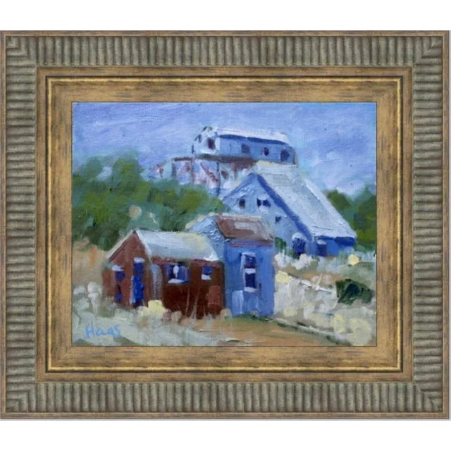 Blue Western Ghost Town – Nevada Oil Painting by L Haas For Sale - Image 8 of 9