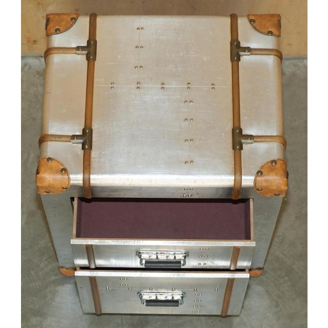 Globetrotter Aluminium & Brown Leather Side Tables from Timothy Oulton, Set of 2 For Sale - Image 18 of 18