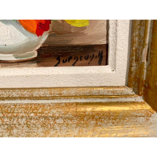 Small Vintage Flower Painting With Tulips Signed For Sale - Image 4 of 8