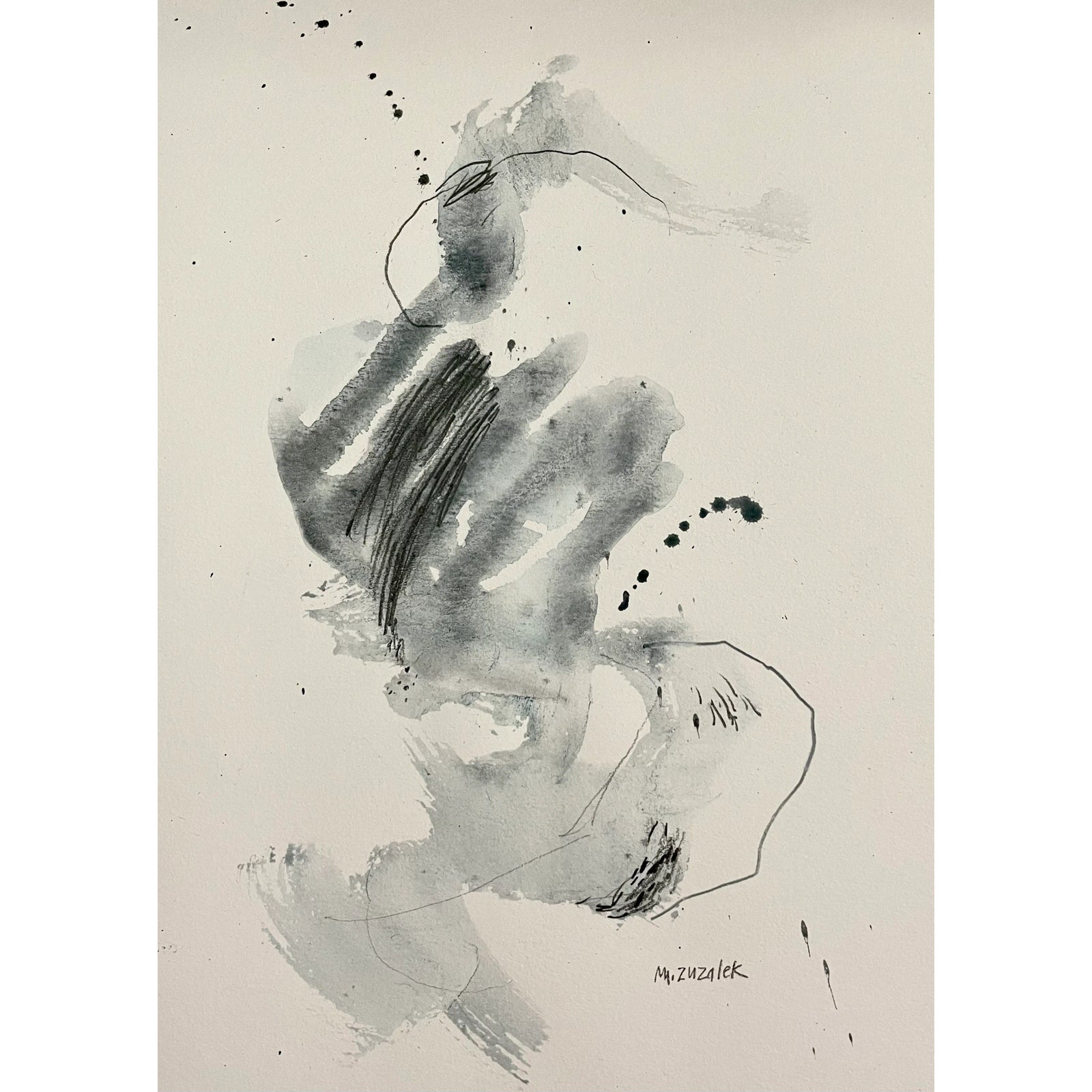 Synesthesia Abstract Ink Drawing on Watercolor Paper | Chairish