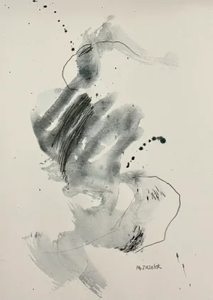Synesthesia Abstract Ink Drawing on Watercolor Paper
