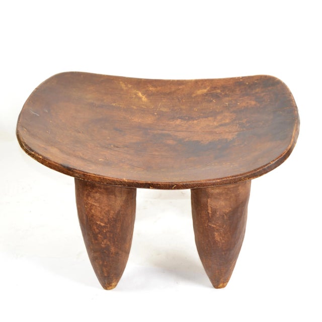 Organic Handmade African Tribal Art Folk Art Hand Carved Wood Stool For Sale - Image 12 of 12