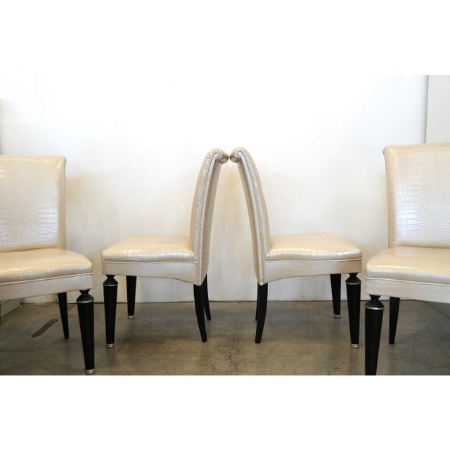 Transoceanic Faux Leather Dining Chairs, 2020, Set of 4 For Sale - Image 4 of 12