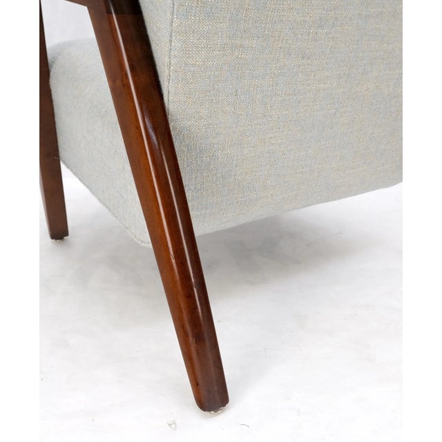 Wood New Linen Upholstery Heavy Solid Maple Frames American Lounge Chairs - A Pair For Sale - Image 7 of 12