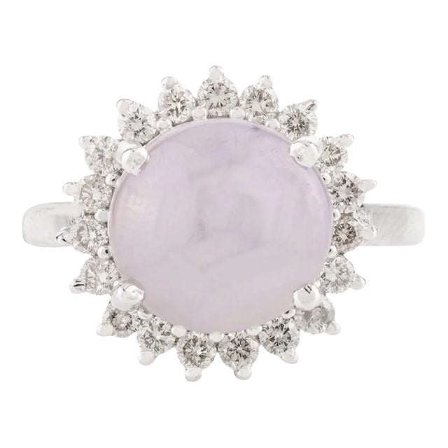 Cabochon 4.63 Carat Star Sapphire Halo Diamond Art Deco Ring Size 7 For Sale