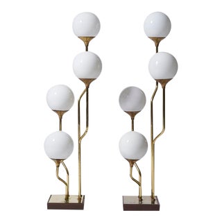 Vintage 1970s Goffredo Reggiani Style Brass Globe Floor Lamps - a Pair For Sale