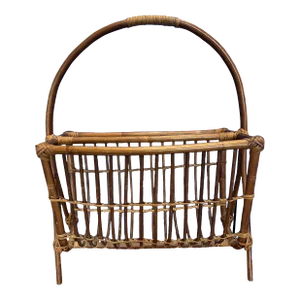 MidCentury Modern Rattan Magazine Rack
