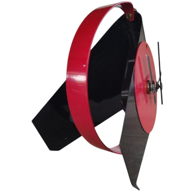 Postmodern Radical Table Clock in Lacquered Metal, 1980s For Sale - Image 3 of 6