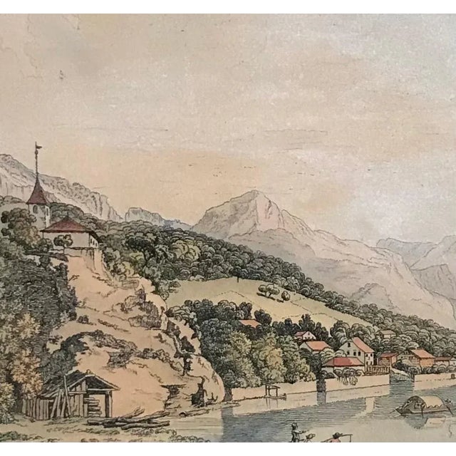 Johann Ludwig Aberli, View of the Village and Lake Brientz, Engraving For Sale - Image 4 of 6