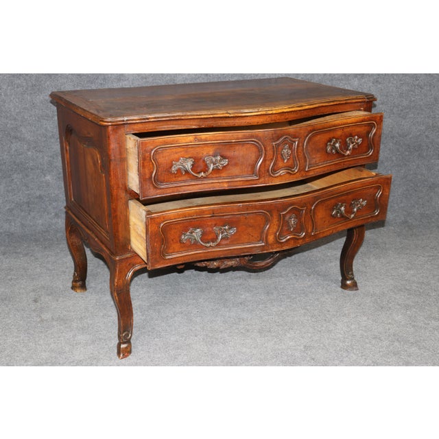 Period Carved Walnut 18th C. French Louis XV 2 Drawer Commode For Sale - Image 4 of 16