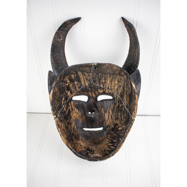 Mid 20th Century Hand Carved Devil / Demon Mask With Horns For Sale - Image 14 of 18