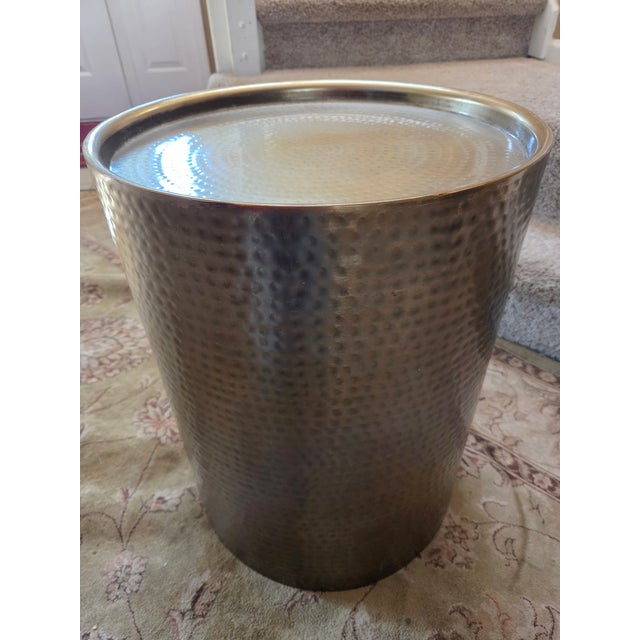 Brass Late 20th Century Brass Hammered Side Table For Sale - Image 8 of 8
