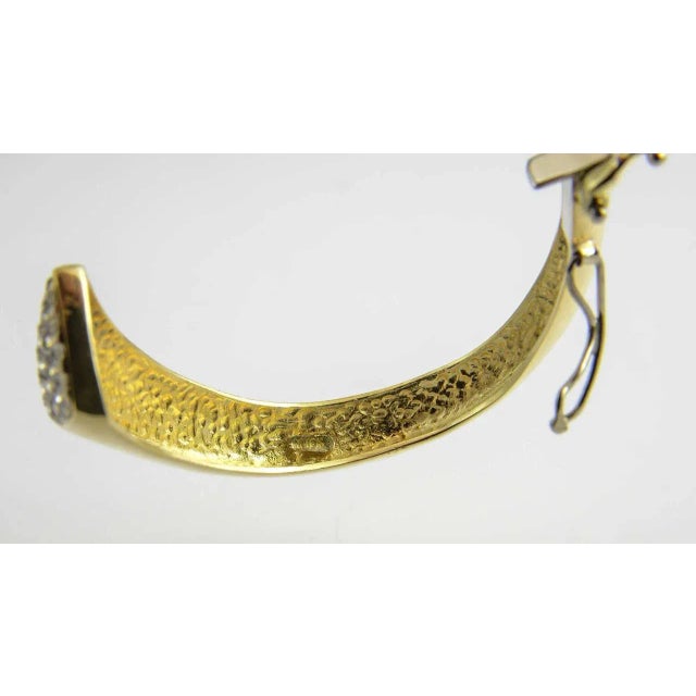 Gold 1970s Diamond Gold Bangle Bracelet For Sale - Image 8 of 9