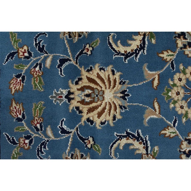 Fine Nain Rug 8'10'' X 12'3'' Blue Wool Traditional Hand-Knotted Oriental Carpet For Sale - Image 11 of 15