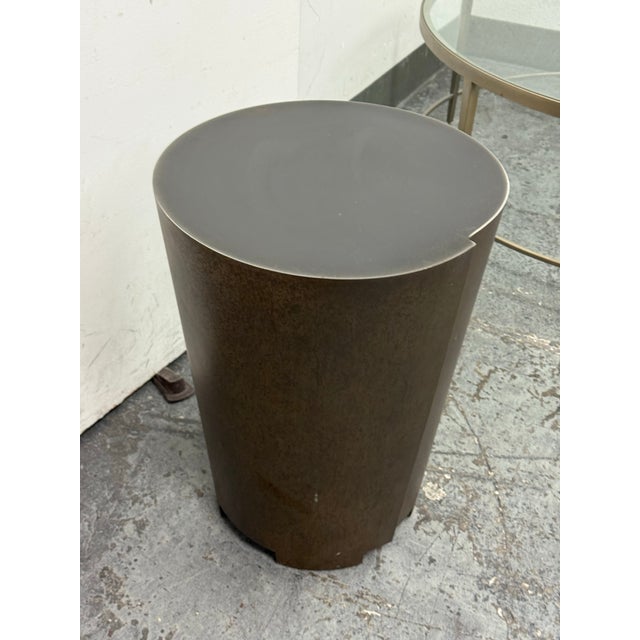 Design Plus Gallery presents the Anton Bronze Drum End Table from Crate & Barrel. This is a sculptural accent table with...