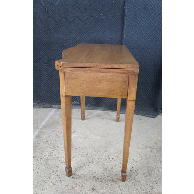 Antique American Sheraton Painted Grain Serpentine Flip Top Console Game Table For Sale - Image 13 of 15