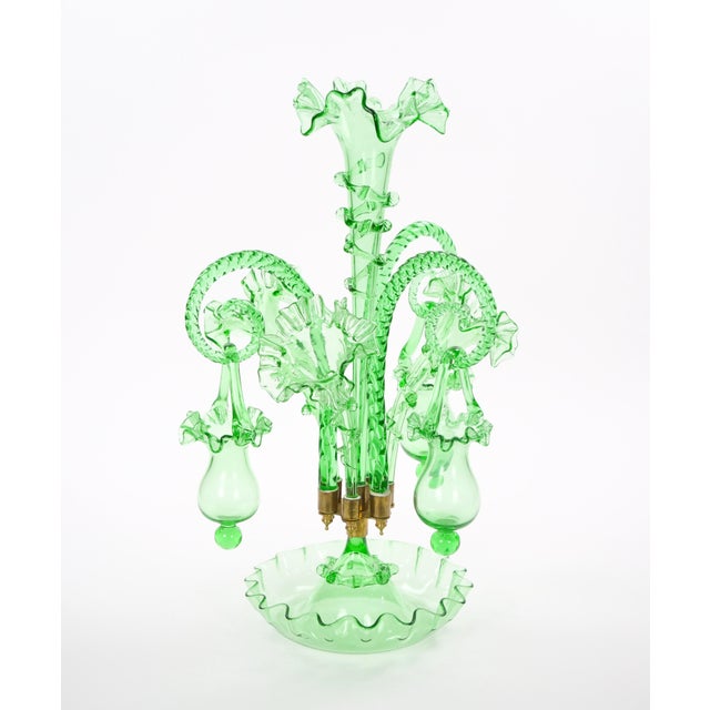 19th Century Victorian Style Italian Glass / Brass Epergne Centerpiece Vase For Sale - Image 18 of 18