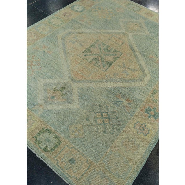 Blue Turkish Oushak Rug 5' x 6'8" #19015 For Sale - Image 8 of 8