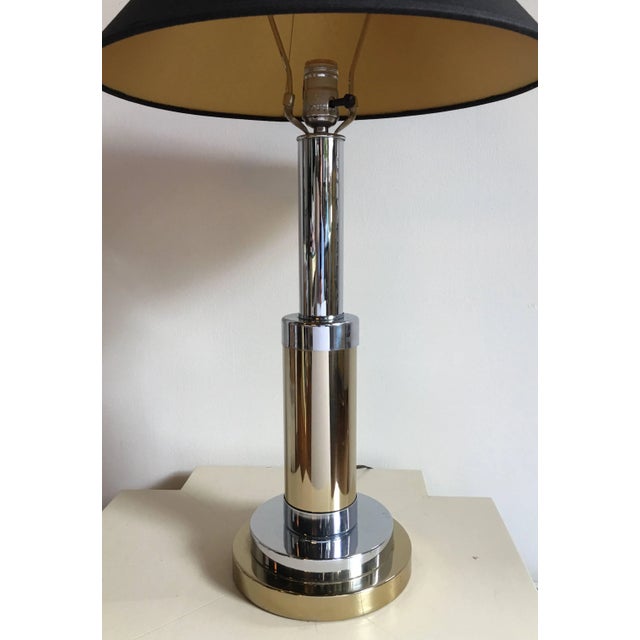 Mid-Century Modern brass and chrome table lamp by Mutual Sunset Lamp company. Original wiring in working condition....