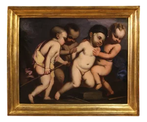 Italian Artist, Cherub Games, 1640, Oil on Canvas, Framed