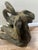 Vintage Resin Mother and Baby Elephant Statue With Trunks Raised For Sale - Image 9 of 16