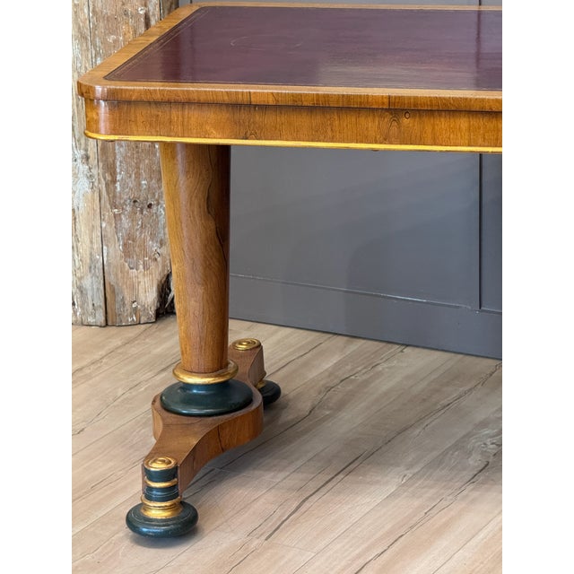 Early 19th Century Early 19th Century English Rosewood Library Table With Tooled Leather Top For Sale - Image 5 of 12