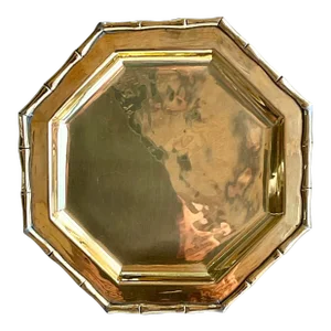 Vintage Coastal Bamboo Brass Trinket Tray