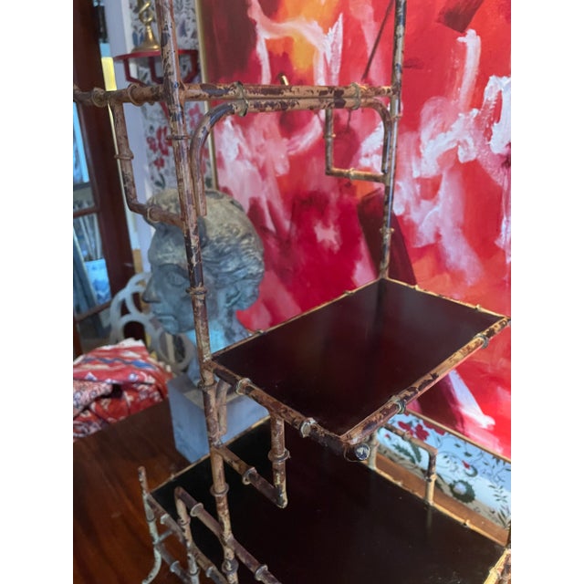 Brown Early 20th Century Faux Bamboo Display Etagere Made of Metal and With a Faux Tortoiseshell Finish For Sale - Image 8 of 12