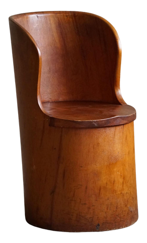 Swedish Modern Hand Carved Stump Chair in Pine, 1960s