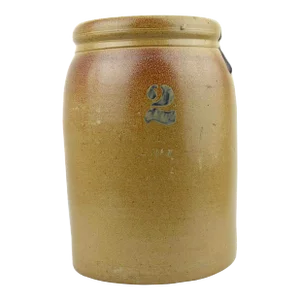 Antique Early 1900's American 2 Gallon Salt Glazed Stoneware Crock