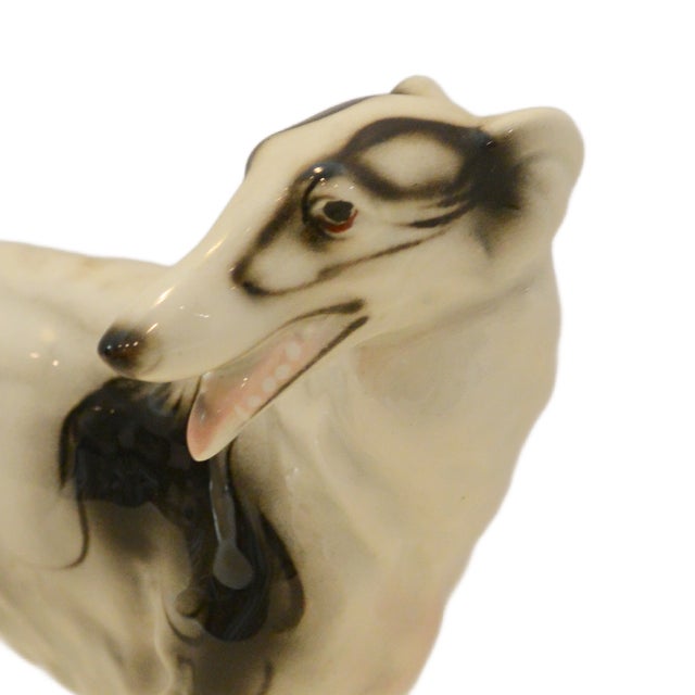 Art Deco 1950s Austrian Porcelain Borzoi Wolfhound Figurine by E&r Golden Crown For Sale - Image 3 of 10