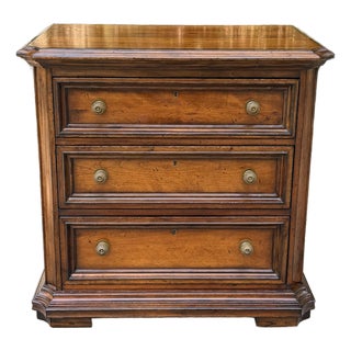 3 Drawer Burled Walnut Bachelors Chest With Inlay For Sale