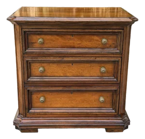 3 Drawer Burled Walnut Bachelors Chest With Inlay