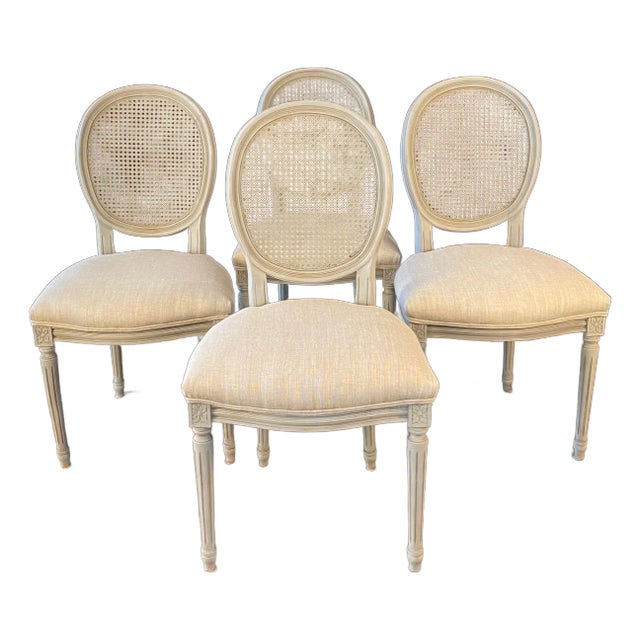 French Louis XVI Style Dining Chairs With Caned Backs -Set of 4 For Sale
