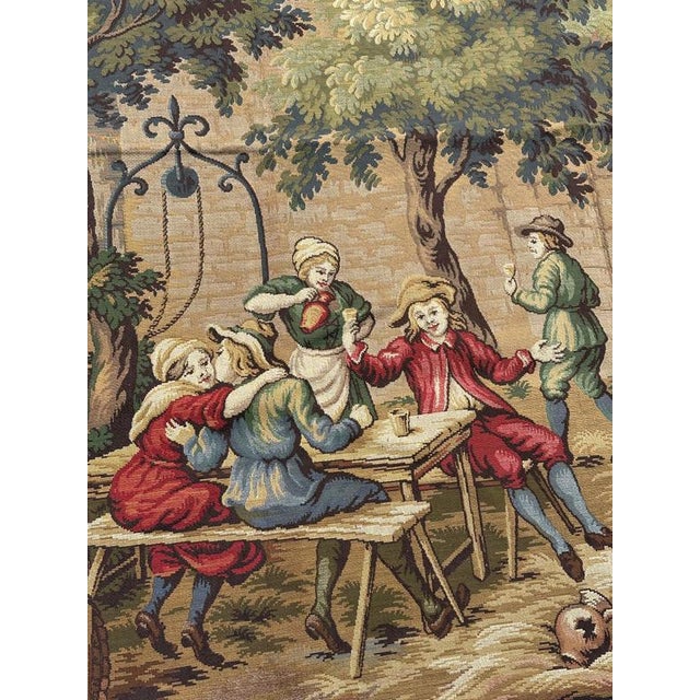 Antique French Jacquard Tapestry with Village Motif in the style of Aubusson, 1970s For Sale - Image 15 of 18