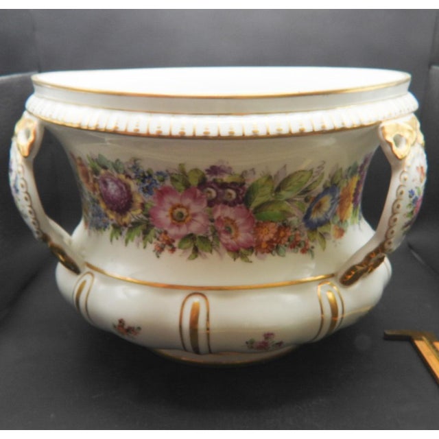 White Antique 19th Century Wissmann Dresden Germany Porcelain Jardinière Catchpot Champagne Bucket For Sale - Image 8 of 12