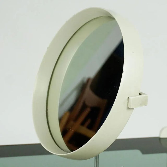 Scandinavian White Lacquered Table Mirror attributed to U. & Ö. Kristiansson for Luxus, 1960s For Sale - Image 9 of 11